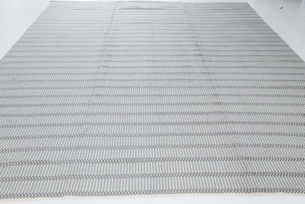 Doris Leslie Blau Collection Buxus Wool Rug in Steel-Blue, Gray and Ivory N10784