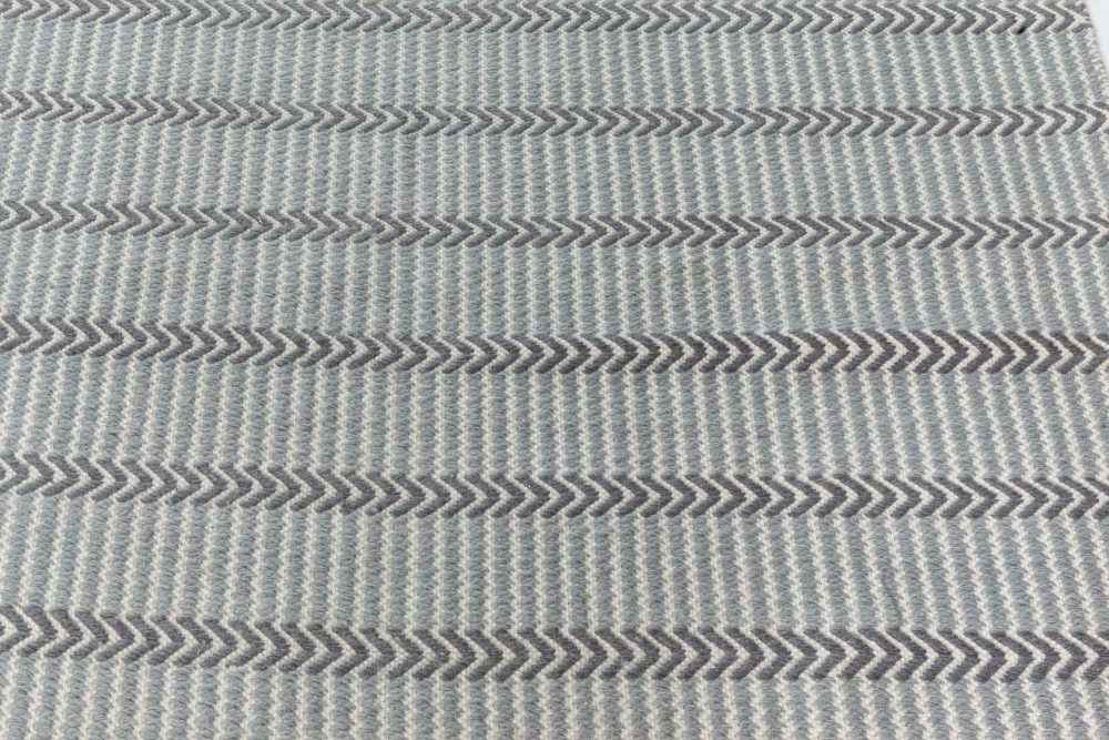 Doris Leslie Blau Collection Buxus Wool Rug in Steel-Blue, Gray and Ivory N10784