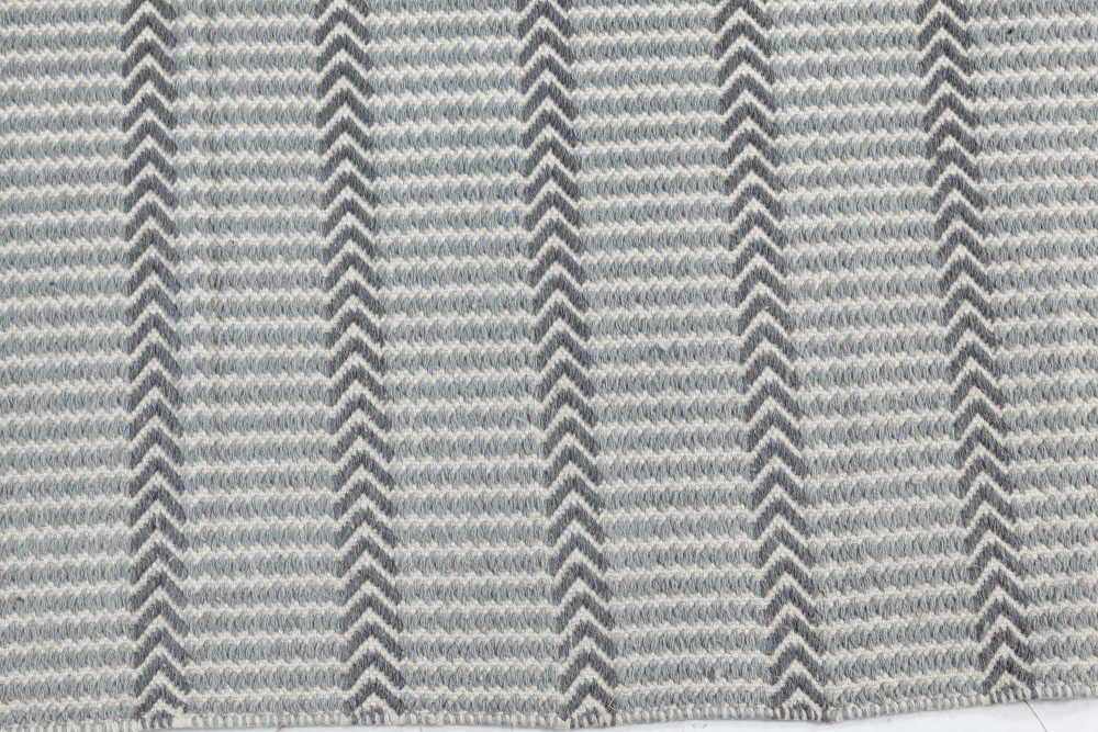 Doris Leslie Blau Collection Buxus Wool Rug in Steel-Blue, Gray and Ivory N10784