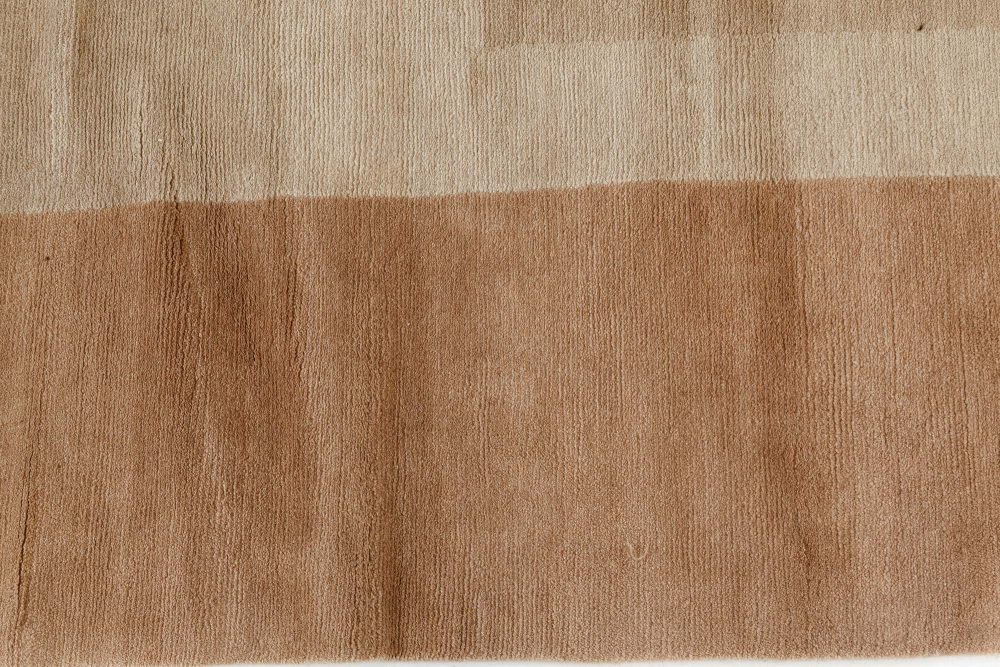 Doris Leslie Blau Collection Art Deco Design Tibetan Beige and Brown Rug N10963