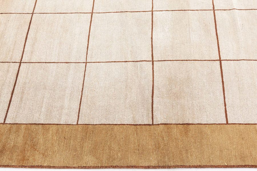 Doris Leslie Blau Collection Geometric Design Silk Rug in beige, brown and white N10969