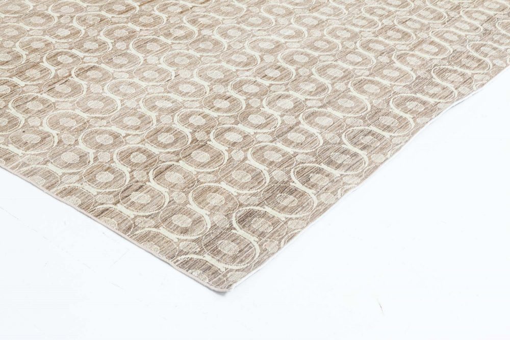 Circular Silk Beige & Brown Rug N11060