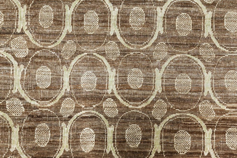 Circular Silk Beige & Brown Rug N11060