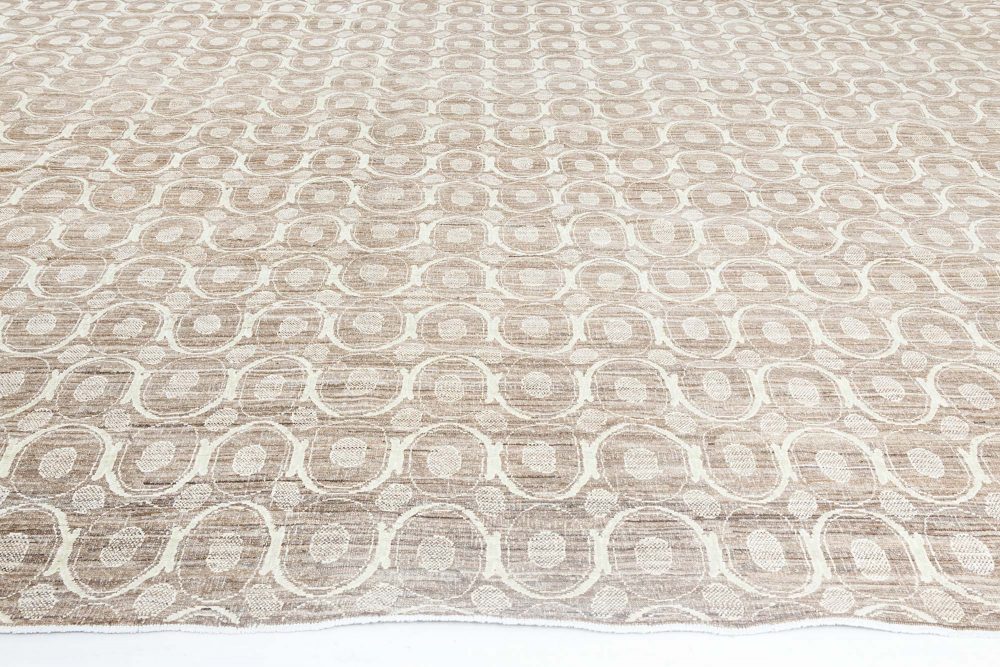 Circular Silk Beige & Brown Rug N11060