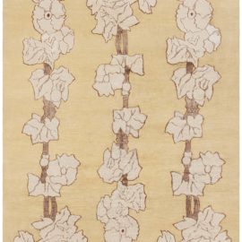 “Napa Vines” Modern Floral Cream Beige Handmade Wool & Silk Rug N10995