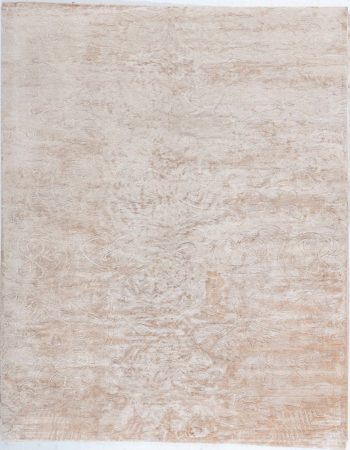 Contemporary Art Deco Floral Light Beige With Warm Tan Hand-Knotted Silk Rug “Flower Garden” Designed By Suzanne Lovell N10942 Contemporary Art Deco Floral Light Beige With Warm Tan Hand-Knotted Silk Rug “Flower Garden” Designed By Suzanne Lovell N10942