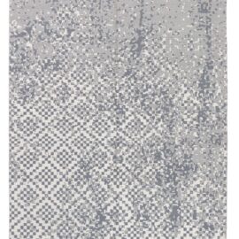 Contemporary Abstract Geometric Light Gray Flatweave Wool Carpet “Diamond Fade” N12991