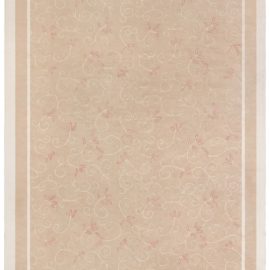Traditional-Style Aubusson Floral Warm Tan Handmade Wool & Silk Rug “Fleurir” Designed By Eric Cohler N12764