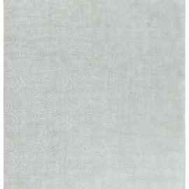 “Petale” Contemporary Floral Light Gray Handmade Wool Carpet N12754