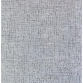 “Craquelure” Modern Abstract Geometric Light Gray Hand-Knotted Silk Rug N12771