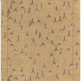 “Trine” Contemporary Geometric Warm Tan Hand-Knotted Silk Rug N12920