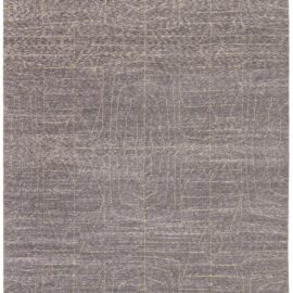 Modern Abstract Geometric Brown Hand-Knotted Wool Rug “Telluric” N12990