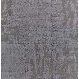 Abstract Contemporary Slate Gray Hand-Knotted Rug “Lacuna” N12940