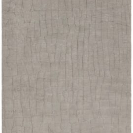 Modern Abstract Geometric Dark Gray Hand-Knotted Silk Rug “Grey Crocodile” N12934