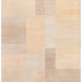 Contemporary Abstract Art Deco Light Beige Handmade Carpet “Bauhaus” N12986