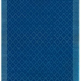 Dhurrie Modern Flatweave Rug In Dark Gray With Interlocking Floral Lattice “Azure Blossom” N12730
