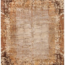 Modern Abstract Warm Tan Handmade Wool Rug “desert Mirage” N12988