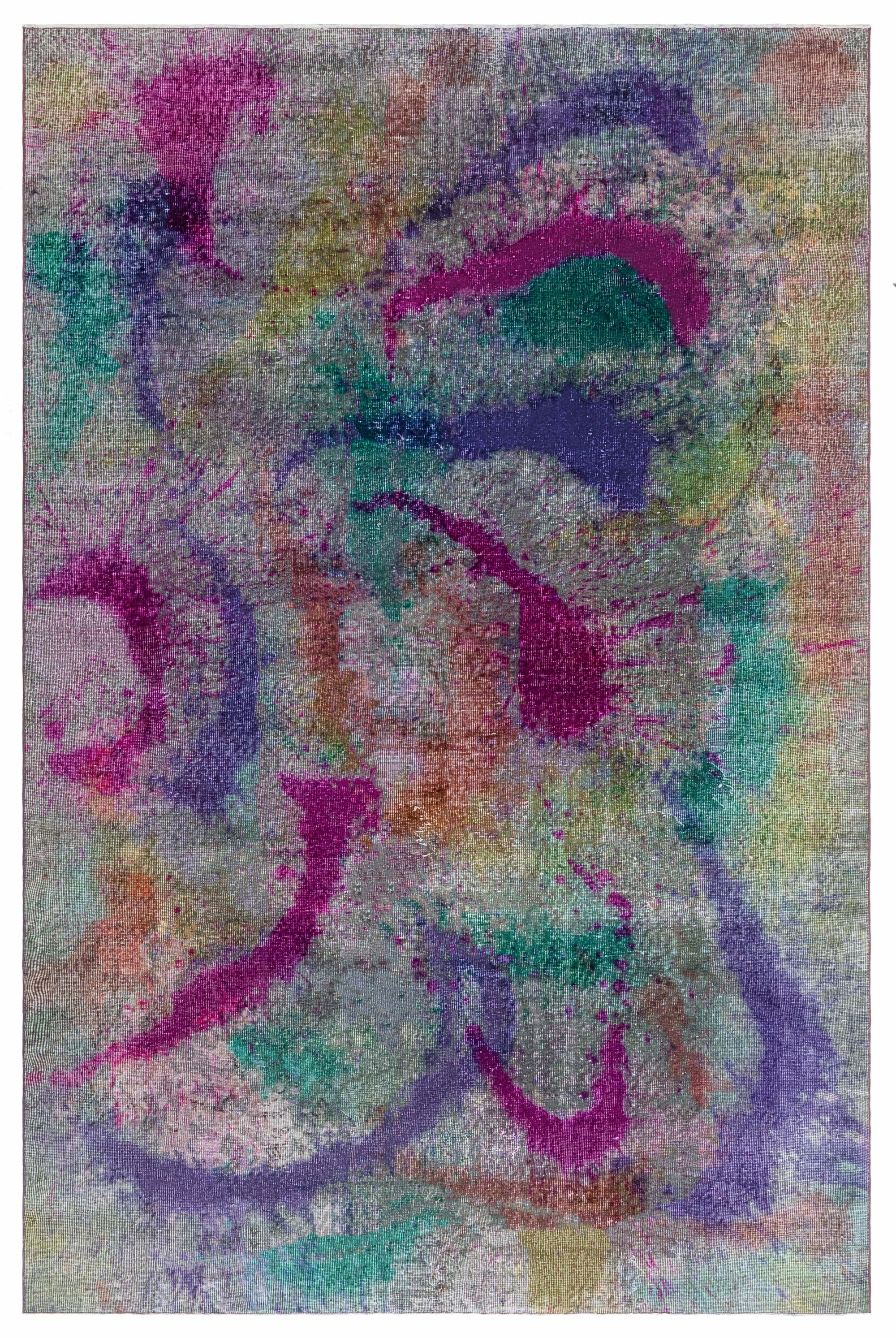Modern Abstract Slate Gray Handmade Wool Rug 