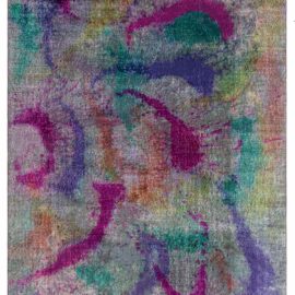 Modern Abstract Slate Gray Handmade Wool Rug “Daliesque” N12735