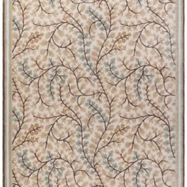 Traditional Antique-Inspired Aubusson Floral Soft Beige Flatweave Wool Carpet “Maple” N12925