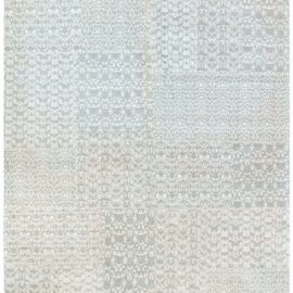 Flatweave Modern Floral Light Gray Wool Rug “Mistvine” N12744
