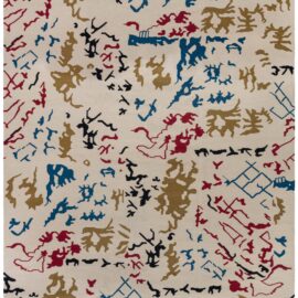 Abstract Modern Oversized Light Beige Flatweave Wool Rug “Volantia” N12941