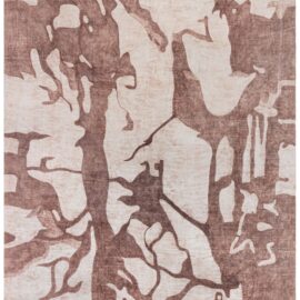 Modern Abstract Organic Soft Beige And Dusty Rose Hand-Knotted Wool Rug “Rhizome” N12952