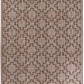Modern Flatweave Geometric Warm Tan Hand-Knotted Wool Rug “Pavilion” N12761
