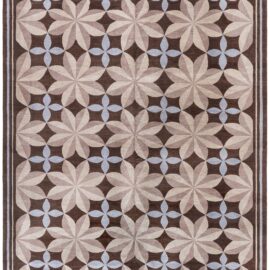 “Pinwheel” Contemporary Bessarabian Floral Pale Sand Hand-Knotted Wool Rug N12921