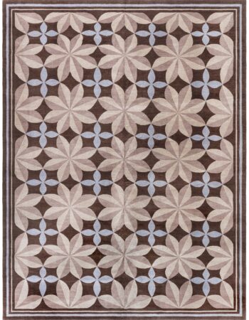 Modern Dhurrie Geometric White With Navy Blue Hand-Knotted Cotton Rug “Aegean Star” N12917 Modern Dhurrie Geometric White With Navy Blue Hand-Knotted Cotton Rug “Aegean Star” N12917
