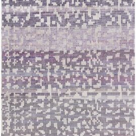 Modern Abstract Geometric Light Gray Handmade Wool & Silk Rug “Mosaic Pool Tile” Designed By Brett Beldock N13006