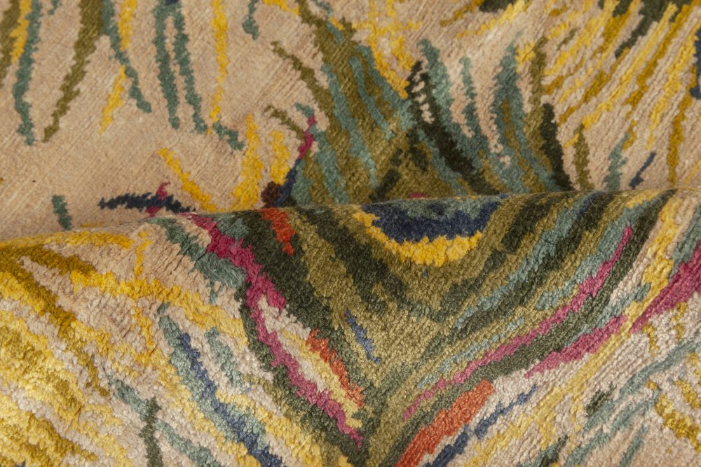 Nanette Lapore Peacock Yellow, Pink, Green, Beige & Blue Silk Rug N10954