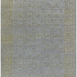 “Glimmora” Modern Traditional Samarkand Geometric Slate Gray With Olive Flatweave Wool Oversized Rug N12916