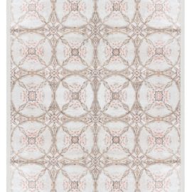 Contemporary Lattice Soft Beige Hand-Knotted Silk Carpet cinnamon “Cinnamon Lattice” N12765