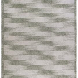 Modern Flatweave Stripes Light Beige With Sage Handmade Wool Rug “Forel” N13004