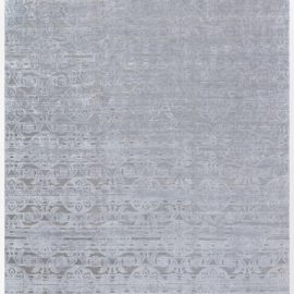 Contemporary Damask Floral Light Gray With Beige Hand-Knotted Wool Oversized Rug “Tondo” N12756