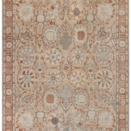 Traditional Antique-Inspired Floral Gray Hand-Knotted Wool Rug “Heliantha” N12914