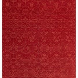 Modern Damask Vine And Floral Brown Handmade Wool Rug “Rubivine” N12726