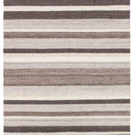 Modern Hand-Knotted Stripes Classic Taupe Handmade Wool Rug “Canyon” N12997