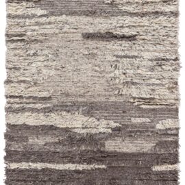 “Tulu Nadu” Modern Abstract Classic Taupe With Light Beige Handmade Wool Rug N12992
