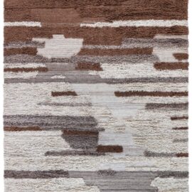 Abstract Modern Tulu Nadu ‘Brown Strata’ Wool Rug N12970