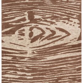 Abstract Modern Handmade Wool Rug In Warm Tan And Light Beige “Whirl” N12995