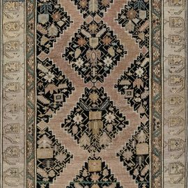Antique Karabakh Caucasian Allover Floral Geometric Warm Tan Hand-Knotted Wool Rug – Circa 1880 Paisley Design BB7386