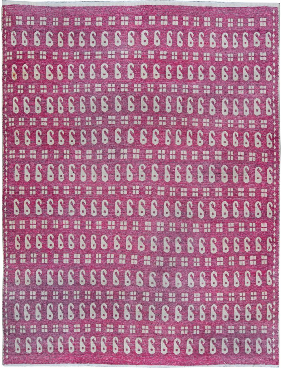 Midcentury Persian Meshad Handwoven Wool Rug in Purple and Gray BB6233
