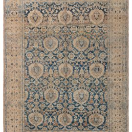 Antique Meshad Persian Floral Allover Sand Hand-Knotted Wool Rug – Circa 1920 BB5753