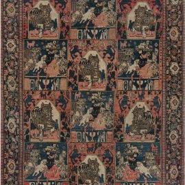 Antique Persian Floral Allover Warm Tan Hand-Knotted Wool Rug – Circa 1880 BB7436
