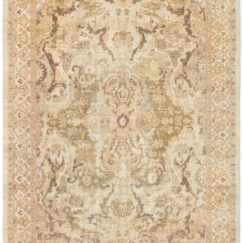 Antique Sultanabad Persian Medallion Soft Beige Hand-Knotted Wool Carpet – Circa 1900 BB5317