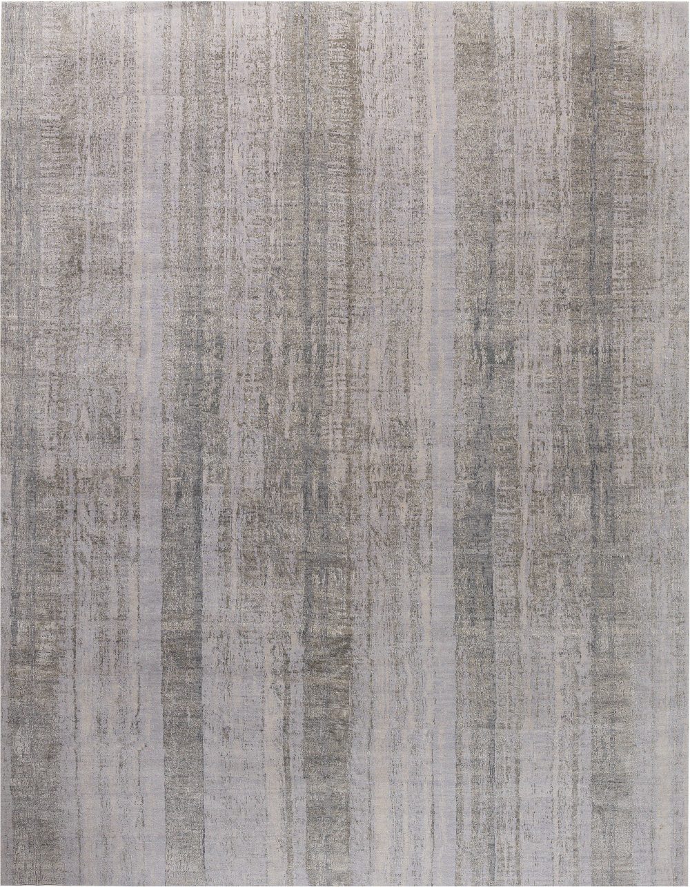 Contemporary Gray Perspective Hand Knotted Wool Rug N10479