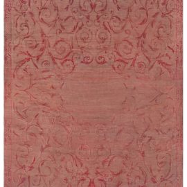 Oversized Antique Savonnerie French Floral Allover Dusty Rose With Red Hand-Knotted Wool Rug – Circa 1880 BB0715