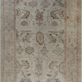 Contemporary Sultanabad Botanic Warm Beige, Orange & Blue Rug N10399